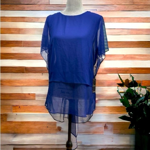 Dex 1965 Blue layer, ruffle blouse size L - Picture 1 of 10
